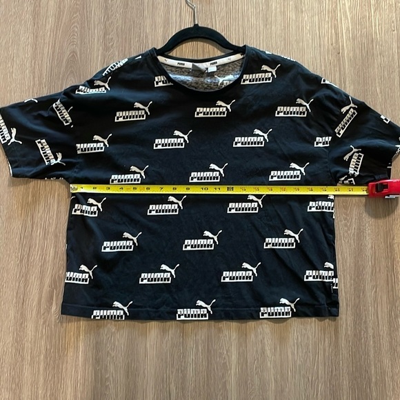 Puma Women T-Shirt Medium Black Logo Print Cotton Athletisure Streetwear Workout - Picture 9 of 12